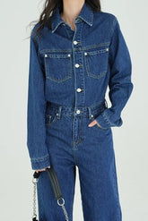 EIGHTHMONTH women's denim jumpsuit new suit thin high-waisted work jumpsuit